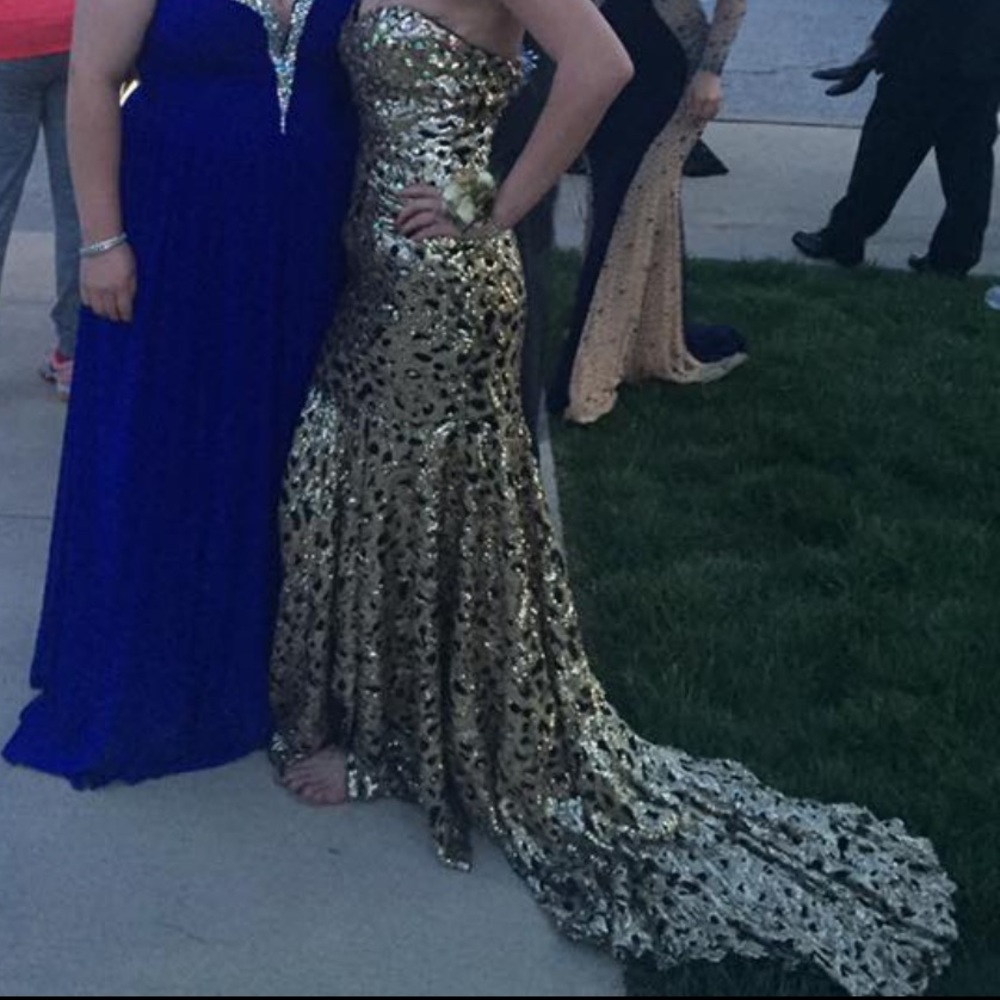 GOLD Rhinestone Prom Dress - Picture 5 of 7